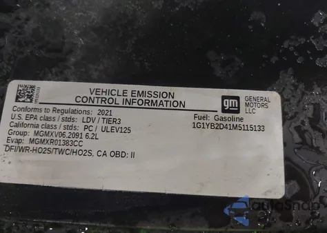 2021 Chevrolet Corvette Stingray Rwd 2Lt z USA, uszkodzony, nr VIN 1G1YB2D41M5115133